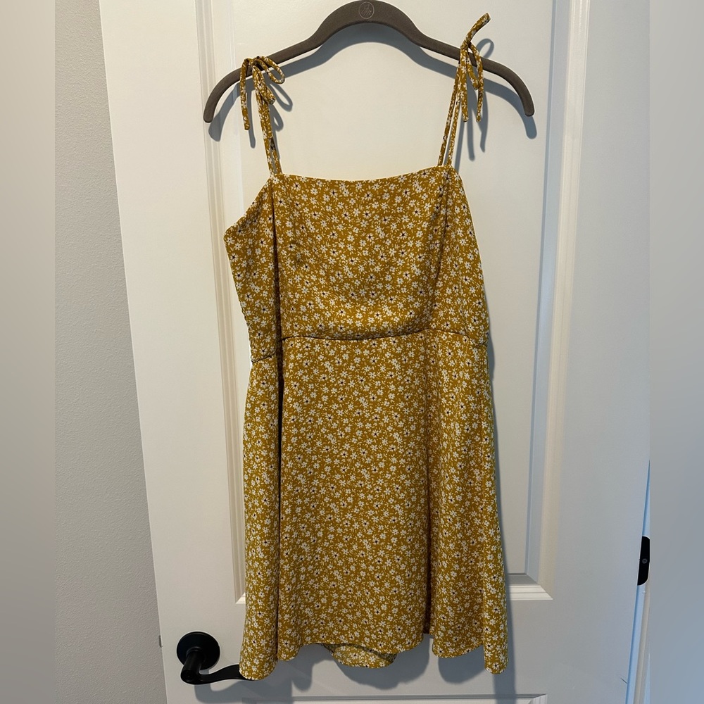 Golden-yellow floral sundress